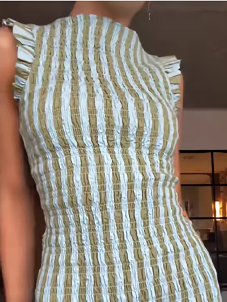 Fashion Half High Collar Vacation Long Dress Casual Sleeveless Draped Bohemian Elegant Hight Waist Slim Swing Party 260306