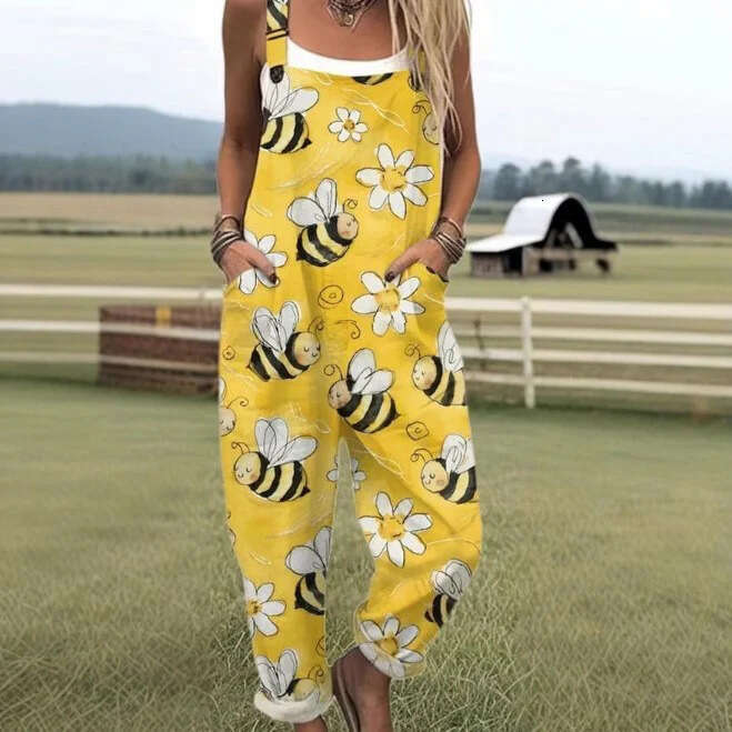 Mardi Hefxessdr Cross-border women's clothing on Amazon: European and American summer casual overalls with digital 3D printed buttons