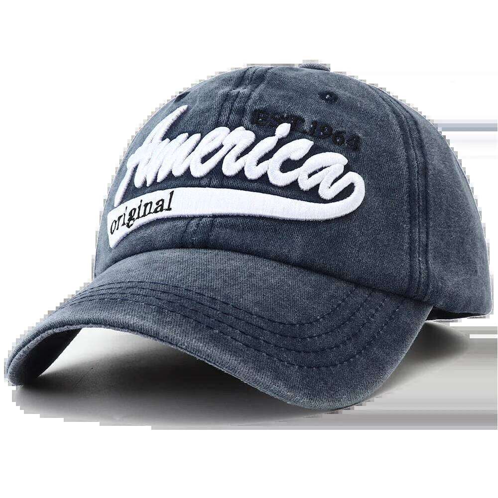 Unisex Distressed American Letter Embroidery Baseball Cap Breathable Sunshade Peaked Hats for Women Men Hip Hop Outdoor Snapback Y260304