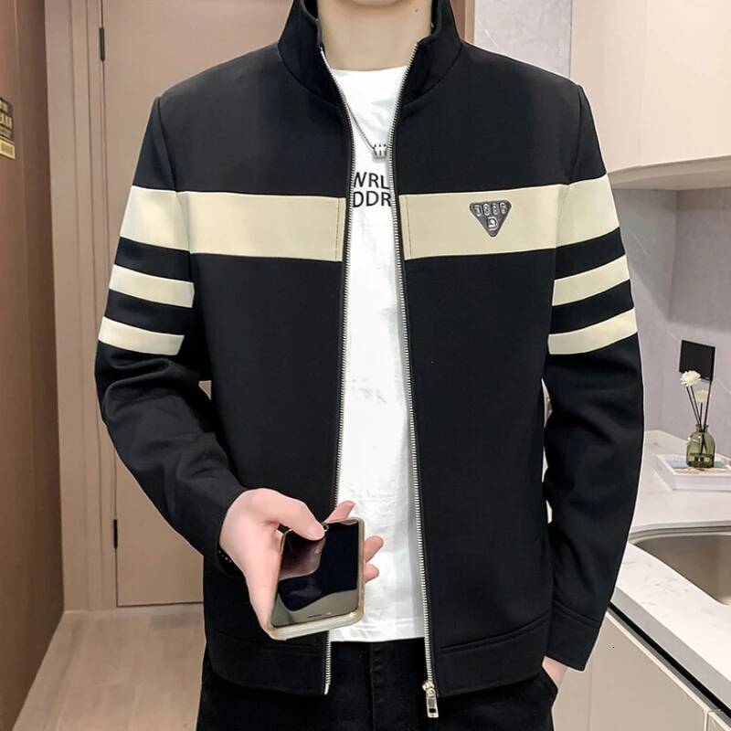 Brand 2025 Spring/Summer Men's Stand Up Collar Zipper Fashion Versatile Casual Jacket Handsome Business Social Coat