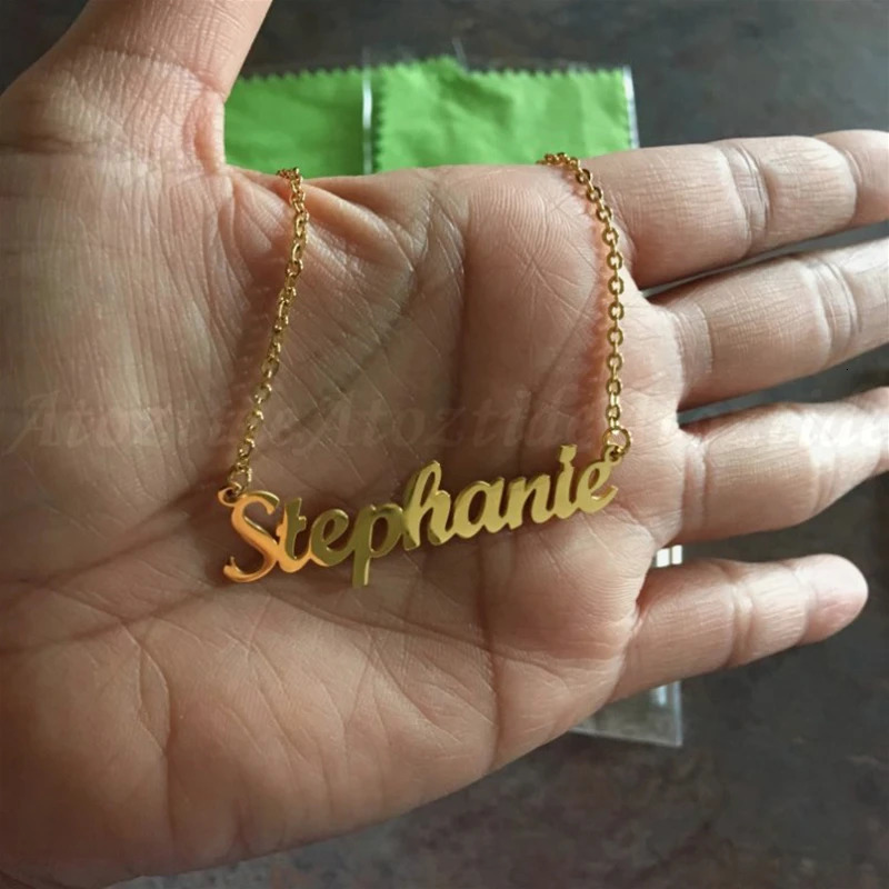 Atoztide Customized Fashion Stainless Steel Name Necklace Personalized Letter Gold Color Choker Necklace Pendant Nameplate Gift 260302