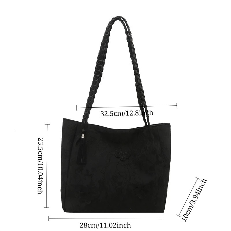 Texture Leisure Chinese Style Shoulder Bag Antique Versatile Large Capacity Tote Hanfu Element Work Storage 260307