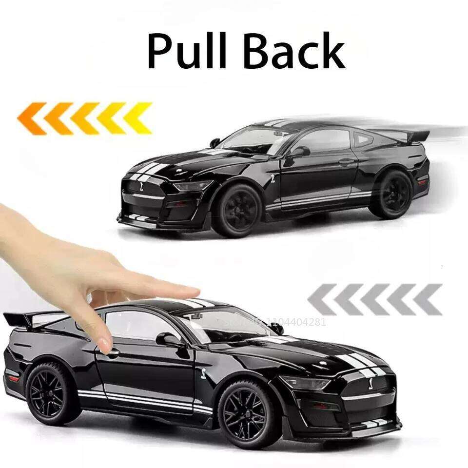 1:18 Mustang GT500 Accord Alloy Cars Diecast Models Toys 4 Doors Opened with Sound Light Pull Back Vehices Kids Birthday Present Z260306