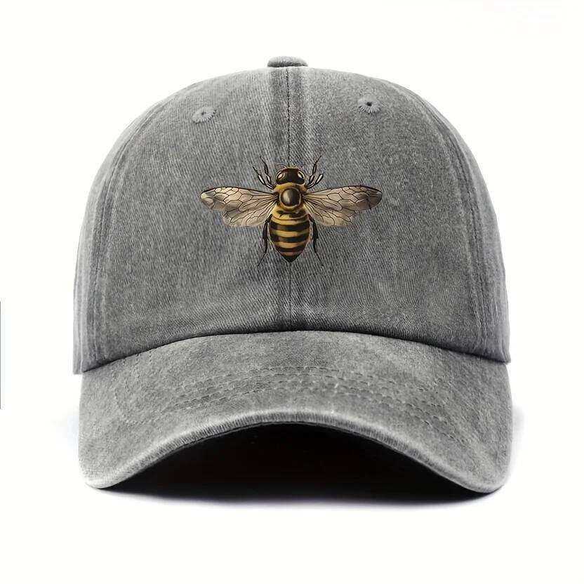 A bee print simple design baseball cap travel sunscreen versatile style for men and women Y260304