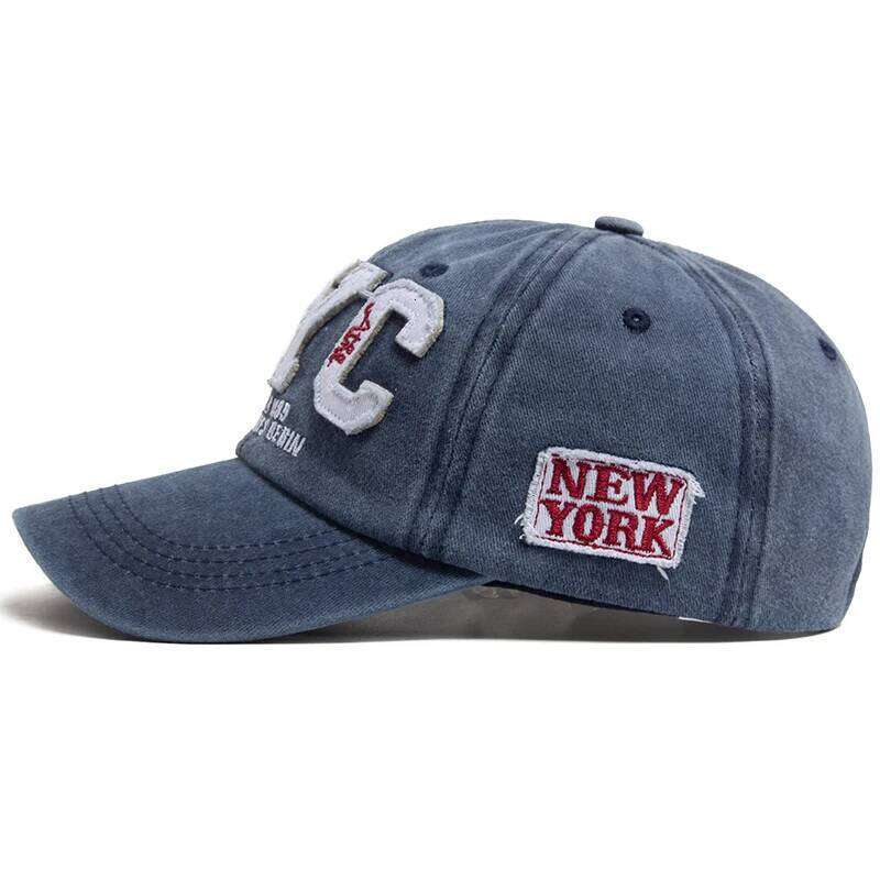 New Vintage Big Letter NYC Baseball Cap Men Cotton Washed Spring Autumn Visor Soft Snapback Fashion Hat For Women Y260304