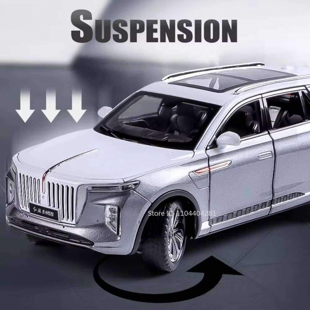 1:24 HONG QI E-HS9 H9 Car Toy Diecast Alloy Model with Sound Light Pull Back 6 Doors Opened Miniature Models Friend Holiday Gift Z260306