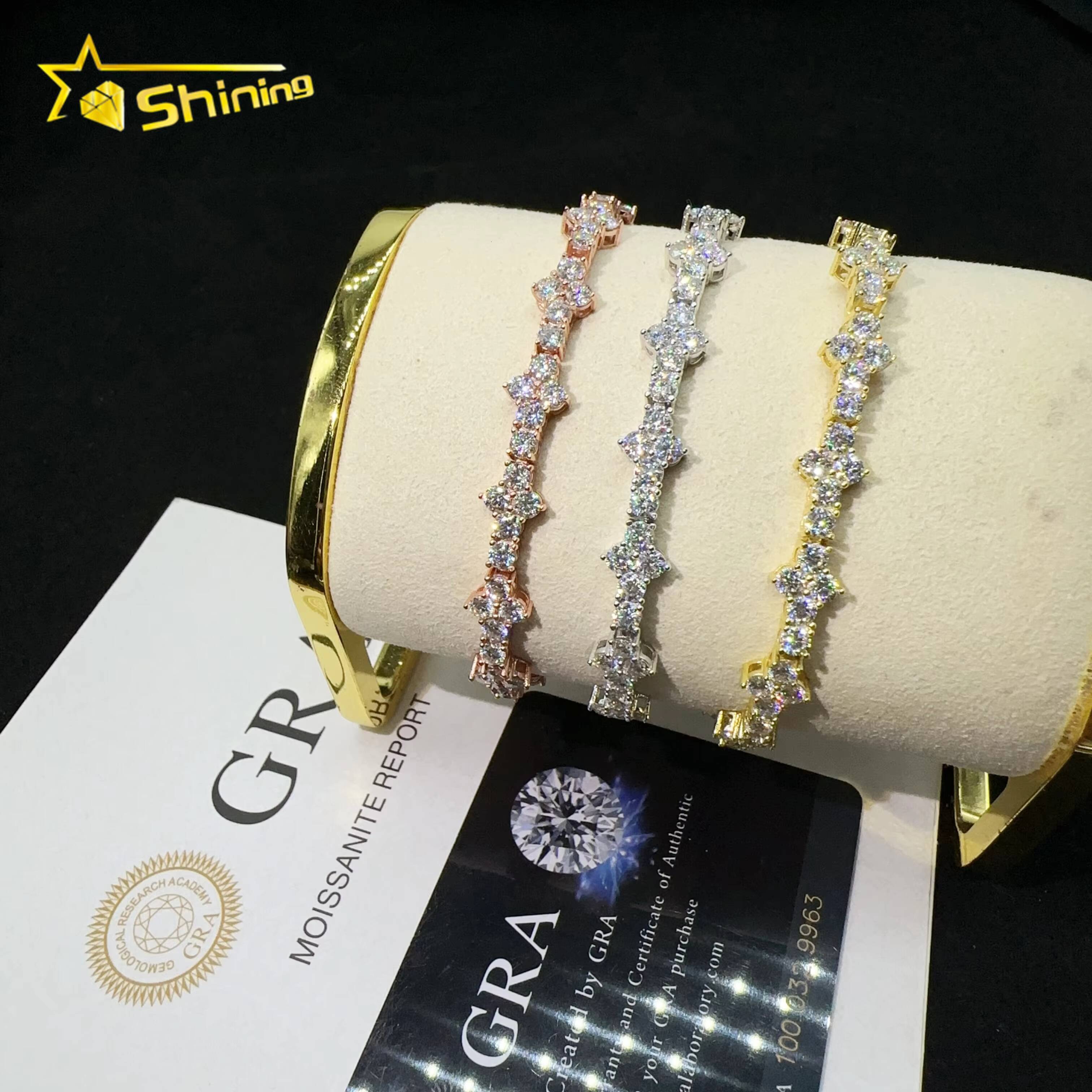 RTS 3mm Cross Bracelet Silver 925 Vvs Moissanite Hip Hop Iced Out Lab Diamond Fine Jewelry Tennis Chain Bracelet