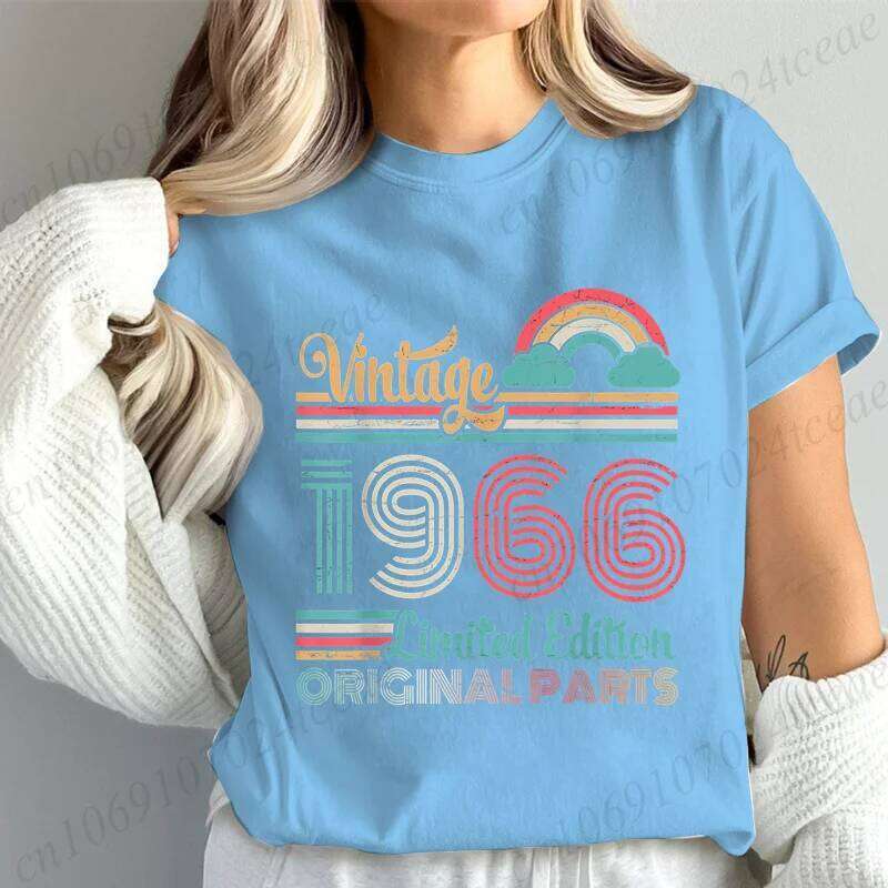 Stylish Women T-Shirts Casual Summer Fashion Top Vintage 1966 Ltd Edition Original Parts 60 Years My Birthday Print Women's Tees XJ260306 XJ26030