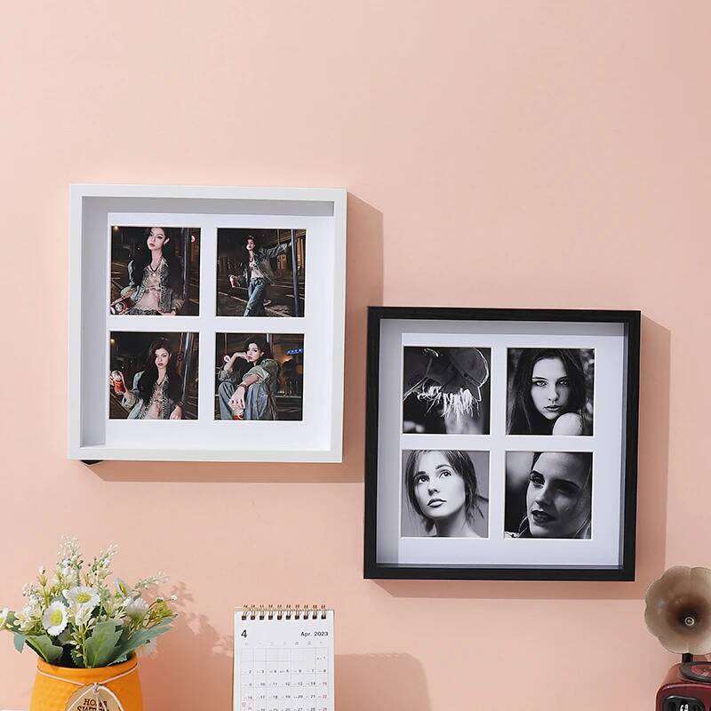 1PC wooden frame collage with 4 openings suitable for wall and table decoration photo frames H260306