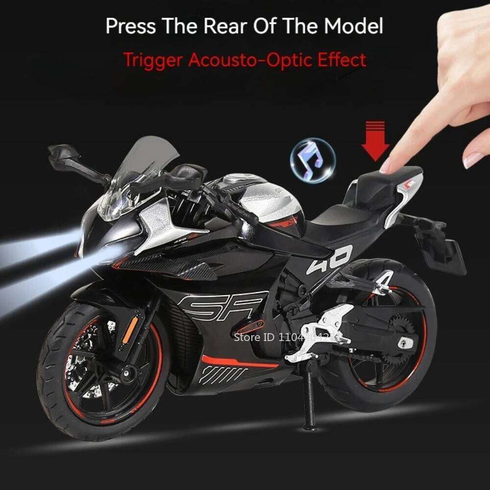 1:12 CFMOTO Spring Breeze 450SR Alloy R NineT Motorcycle Model Toy Car Front Wheel Steering with Light Motor Boy's Birthday Gift Z260306