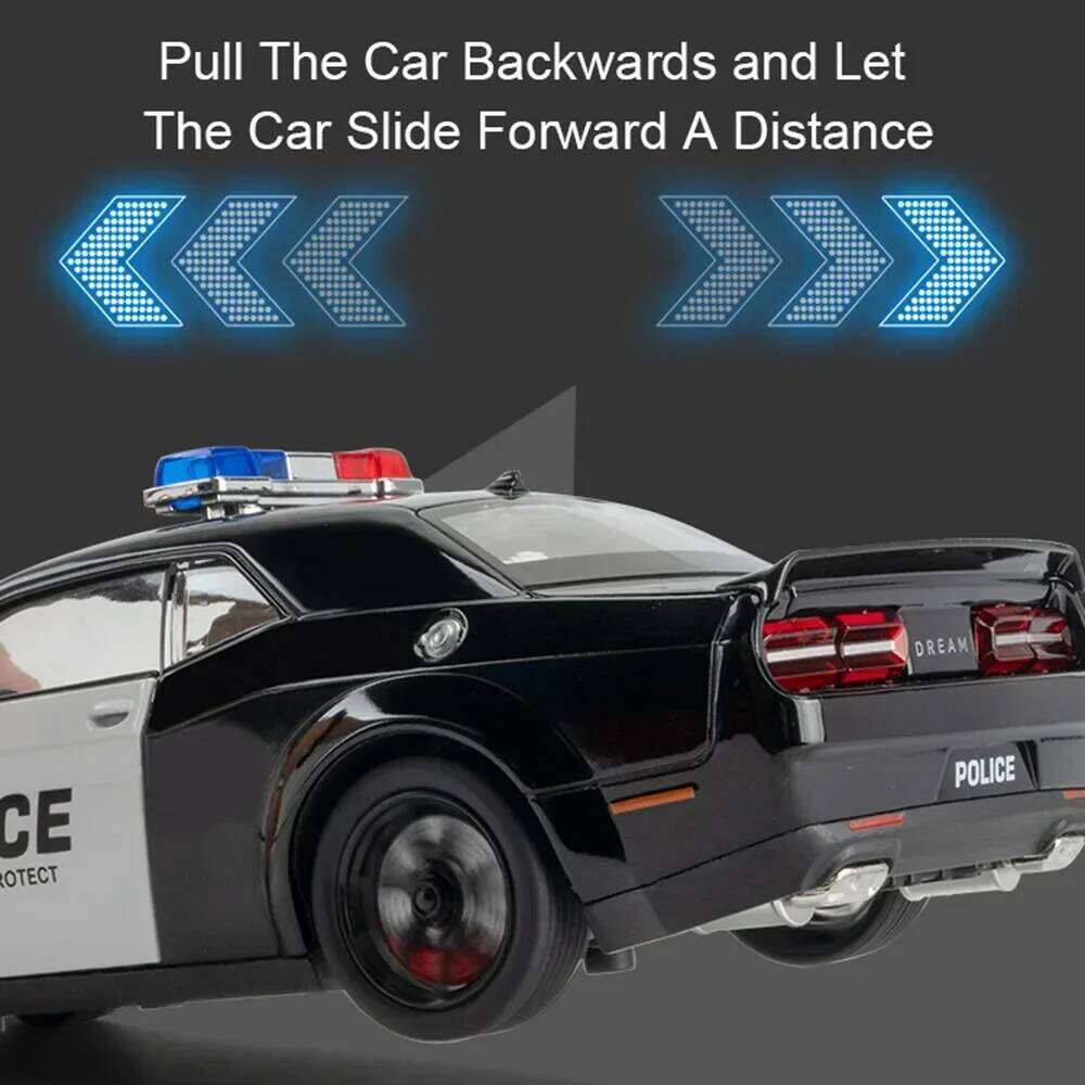 1:24 Challenger SRT Hellcat Police Car Mammoth Charger 1970 Alloy Deicast Toys Miniature Model Doors Opened Sound Light Boy Gift Z260306
