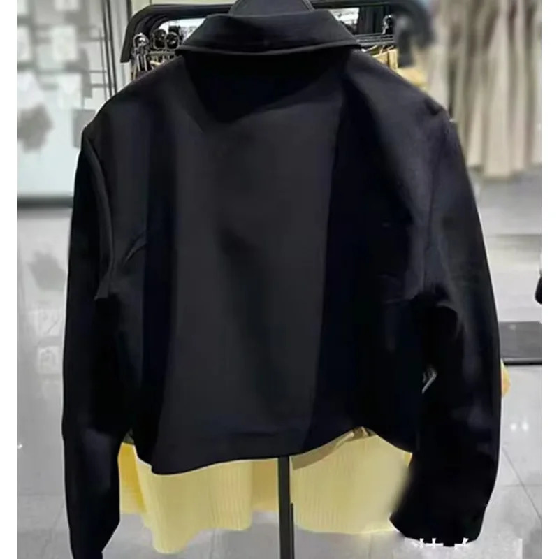 Women Casual Black Trousers Suits Sports Short Jacket Female Vinatge White Patchwork Baggy Pants Street 260306