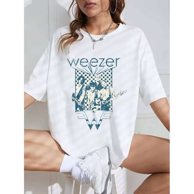 Weezer Vintage Harajuku Tshirt Women Men Short Sleeve Casual Fashion O-neck Cotton Trend Streetwear Unisex Tee Tops XJ260306