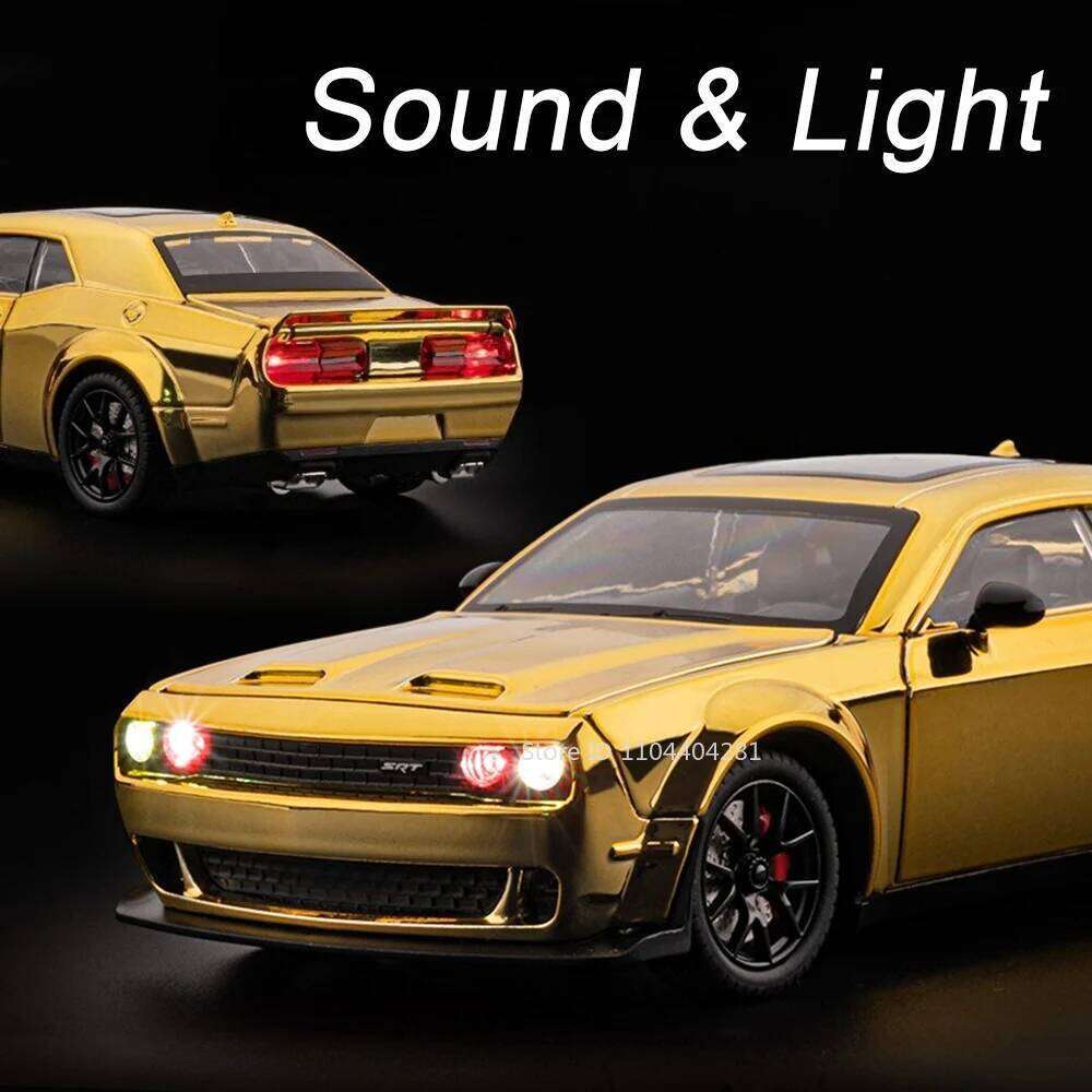 1:24 Hellcat Charger Alloy Car Diecast Model Toys Ornament Doors Opened Miniature Vehice Sound Light Pull Back Cars Toy Kid Gift Z260306