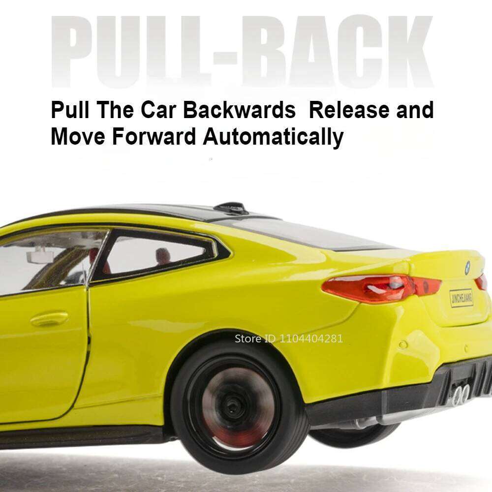 1:24 M4 M3 Miniature Model Toys Diecast Alloy Car with Sound Light Pull Back Doors Opened Front Wheel Steering Vehices Kids Gift Z260307