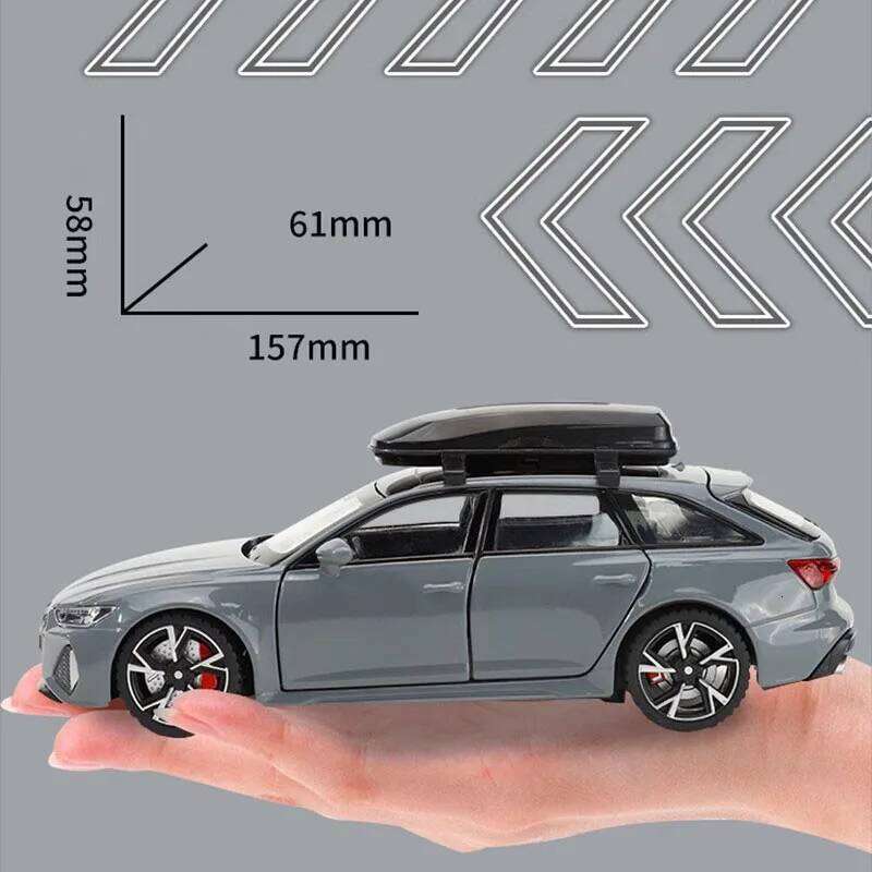 1:32 Audi RS6 Car With Sound Light Doors Opened Alloy Diecast Model Trendy Display Ornament Children Brithday Toy Gift Z260306