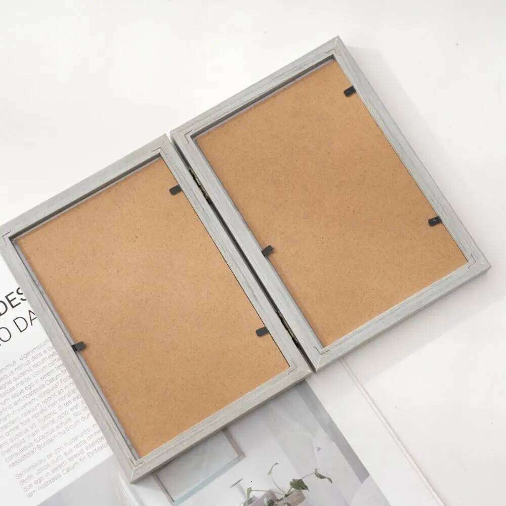 Creative Foldable Hinge Photo Rectangular Double/Triple Portrait Picture Frame Wooden 6/7/8 Inches H260306