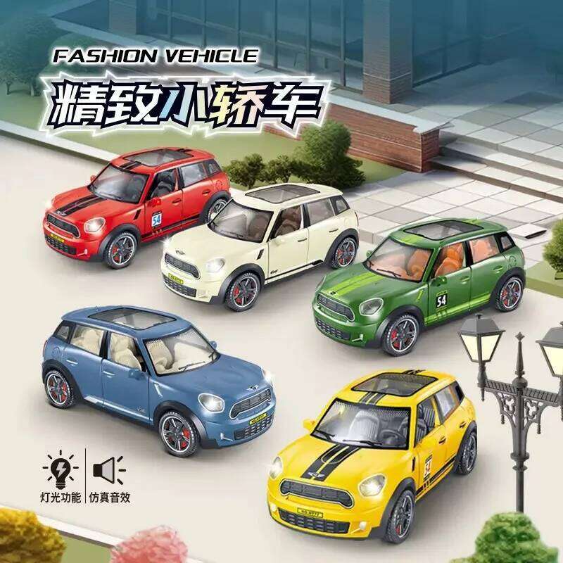 1pcs mini children's toys inertial car lighting music sedan manual door opening high simulation metal model collection Z260306
