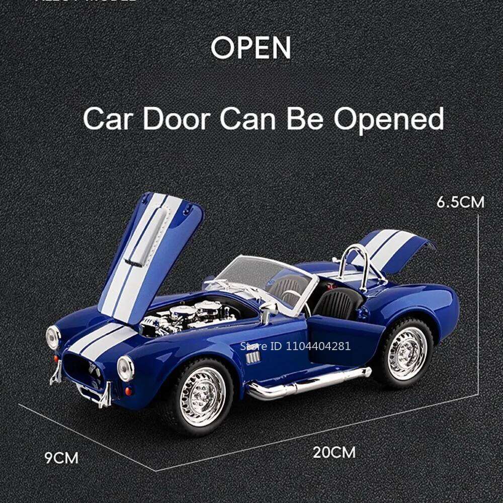 1:22 Shelby Cobra 427 Z4 Toys Sports Cars Models Pull Back Light Music Miniature Car Doors Opened Vehicle for Kid Festival Gifts Z260306