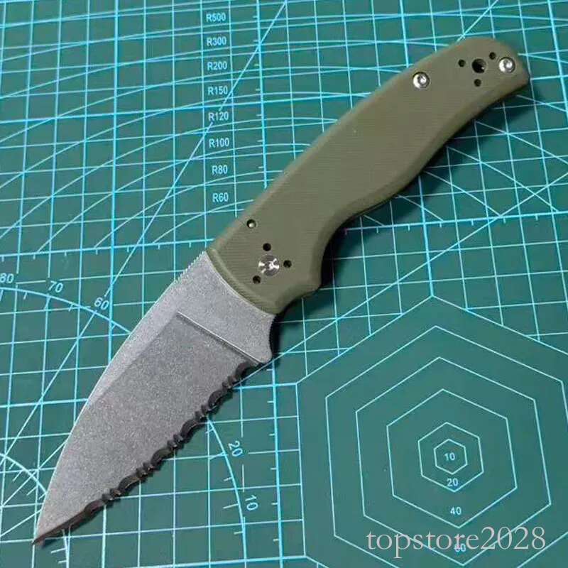 Top Quality C229 Folding Knife S30v pocket knife Stone Wash Serrated Blade Green G10 Handle Outdoor Camping Survival EDC Pocket Knives - view 5