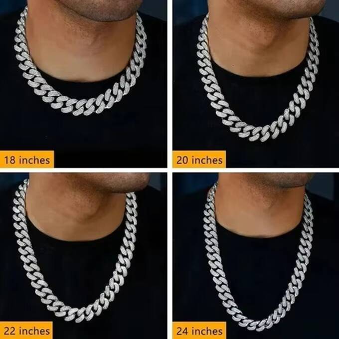 Moissanite Cuban Chain Big 20mm 925 Sterling Silver Rose Gold VVS Moissanite Diamond Hip Hop Moissanite Cuban Link Chain for Men