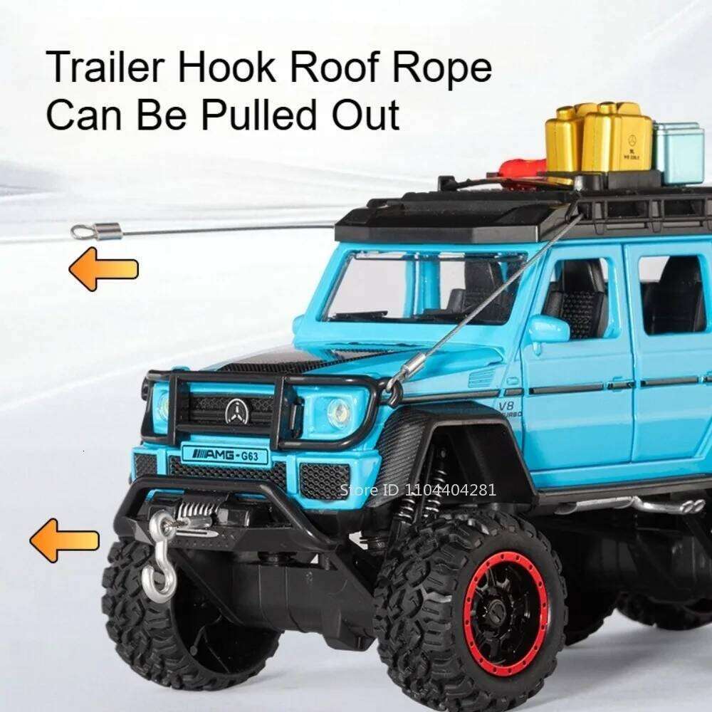 1:24 G63 G550 Diecast Alloy Miniature Model Toys Cars Sound Light Pull Back Doors Opened Off-road Vehicles Boys Birthday Present Z260306