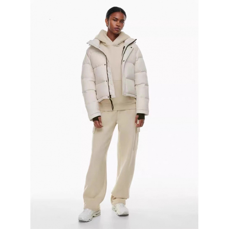 Brown Womens Down Jacket High Collar Detachable Hooded Cotton Pad Coat Pocket Zipper Puffer Jackets Winter Lady Coats 251209