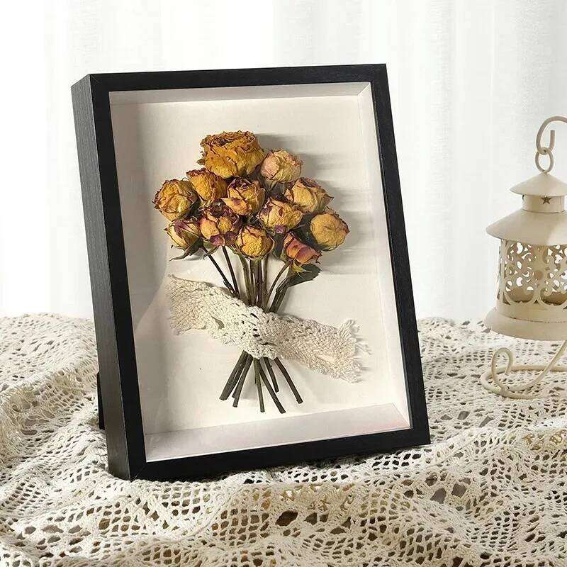 1pcs Nordic DIY Wood Picture Decor Shadow Box Depth 3cm Wooden Photo Frame for Displaying Three-Dimensional Works H260306