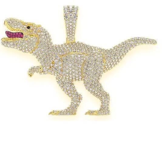 Customized Stylist 925 Silver Hip Hop Moissanite Diamond Pendant VVS with Dinosaur Designed Jewelry