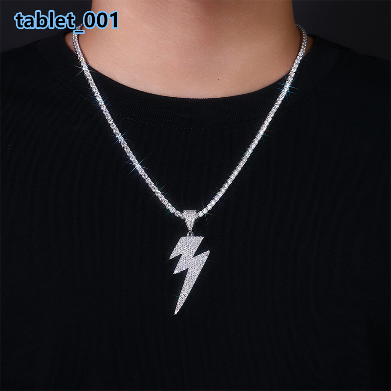 Wholesale Moissanite Jewelry lightning Hip Hop Hipster Punk Trendy Cool VVS1 Custom Pendant Moissanite Jewelry Necklace Pendants