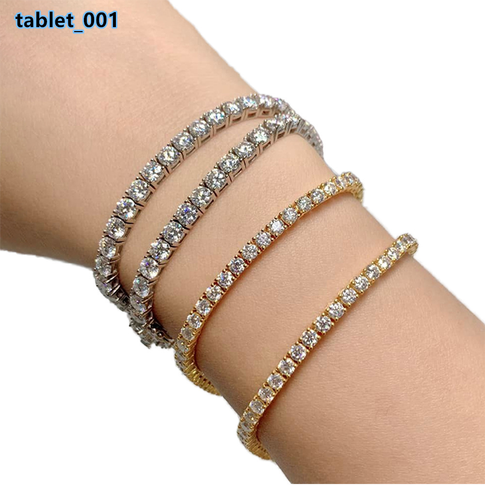 Iced Fine Hip Hop White Gold Plated Luxury S925 Sterling Silver VVS Moissanite Diamond Women Tennis Bracelet