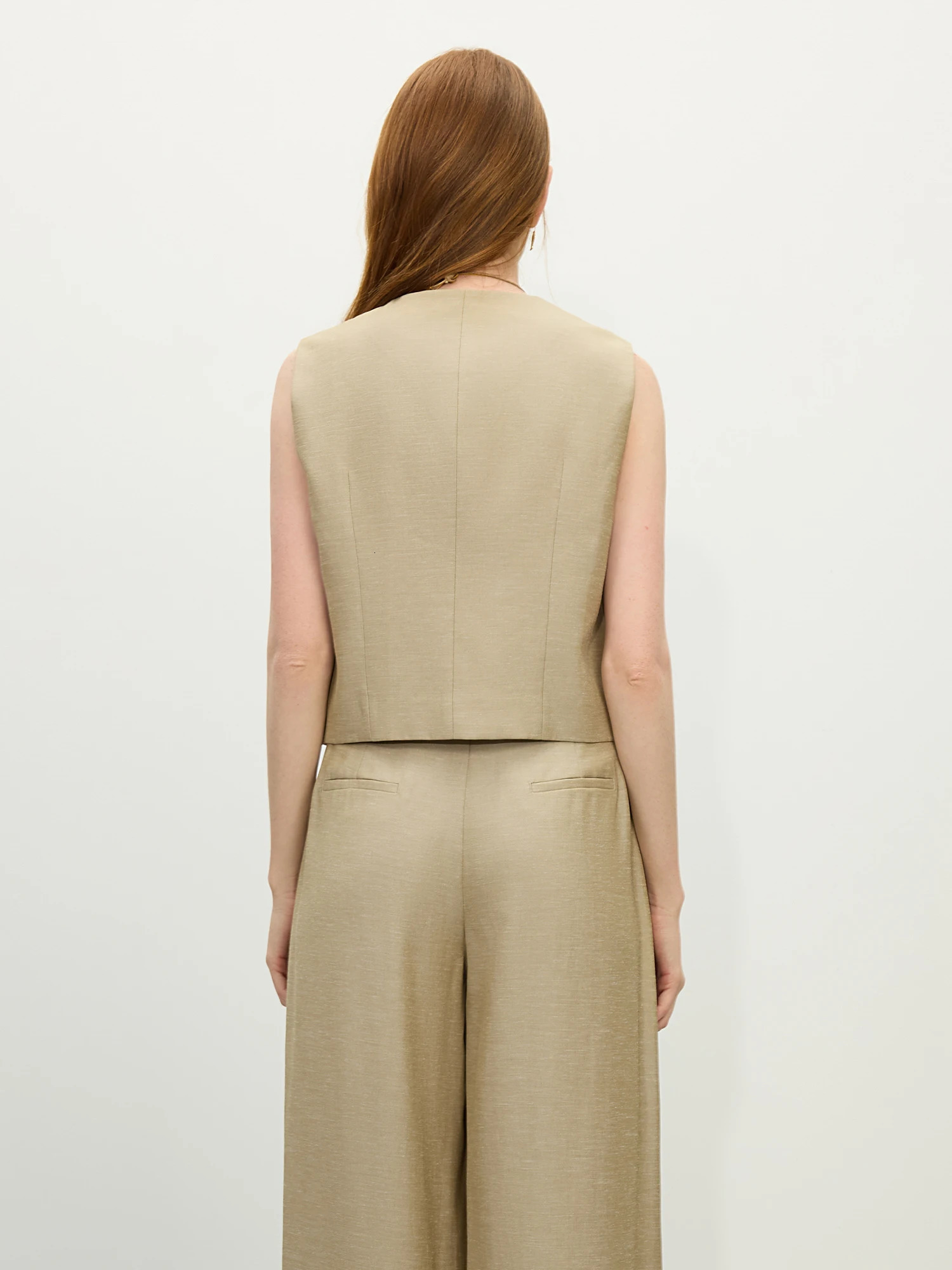 FSLE Summer Old Money Vest WideLeg Pants Set Vintage Tailored TwoPiece Adjustable Waist Eco Linen for Boardroom to Brunch 260306