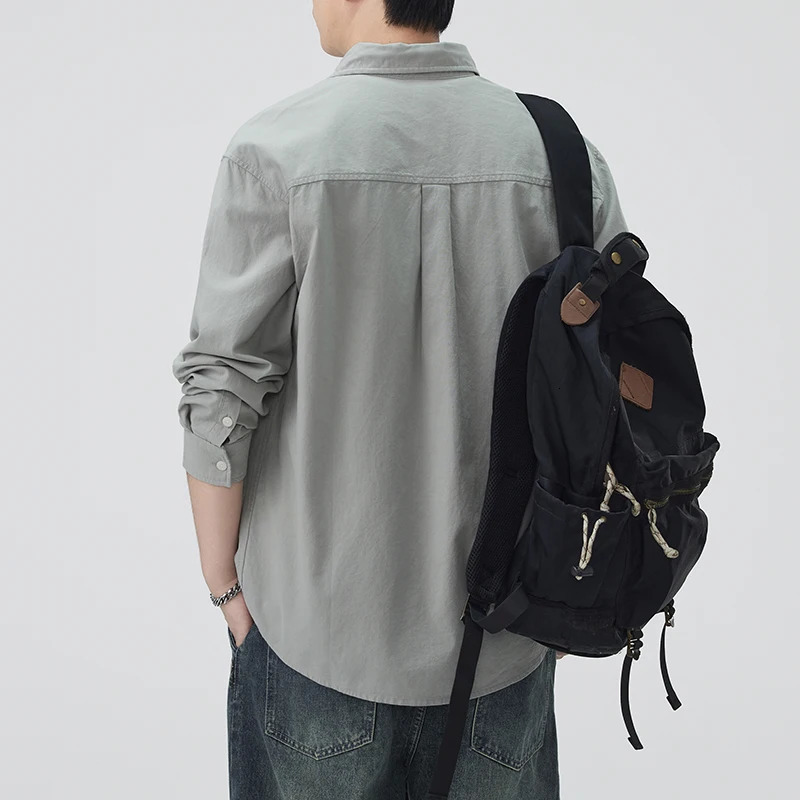 Cityboy Pure Cotton Long Sleeve Shirt Men Loose Casual Streetwear Fashion Cargo Shirts Coat Man Blouses 260304