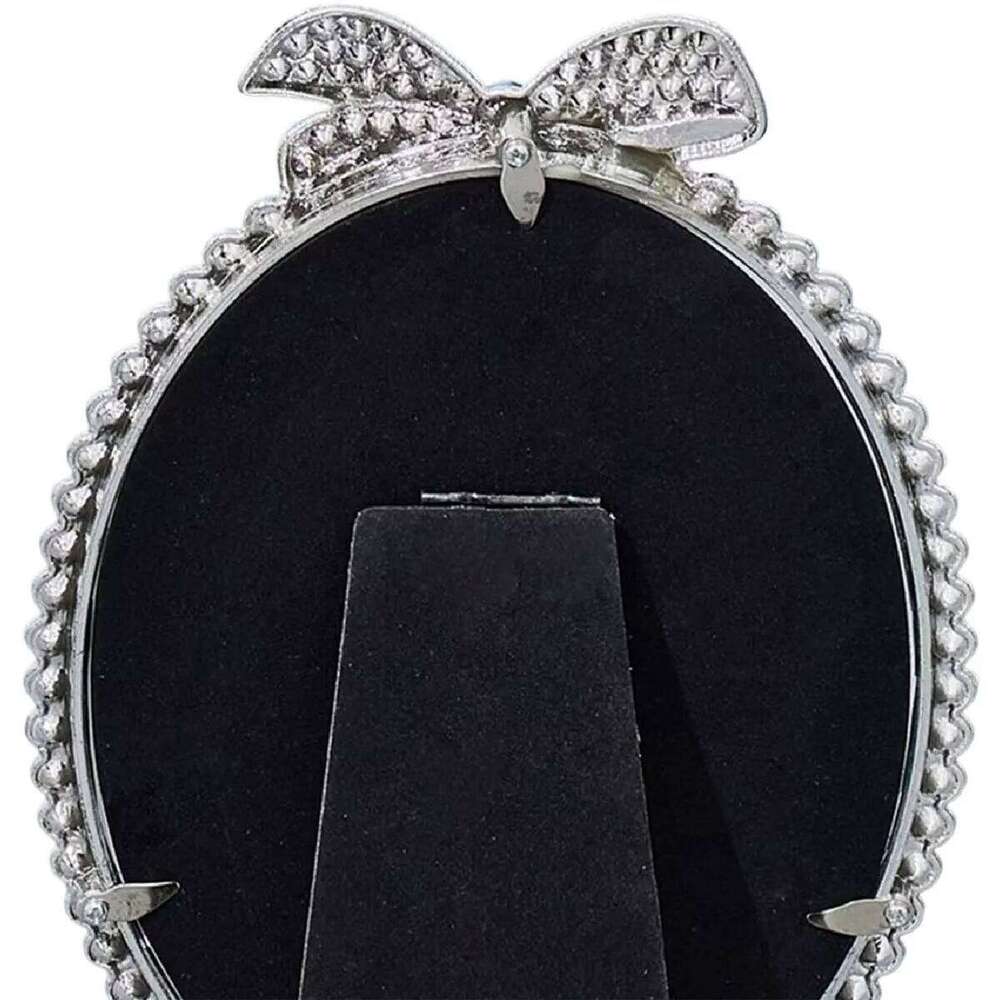 A bow shaped pearl studded diamond frame with a 3/6/7 inch oval photo frame, suitable for children's adult gifts, birthday parti H260306