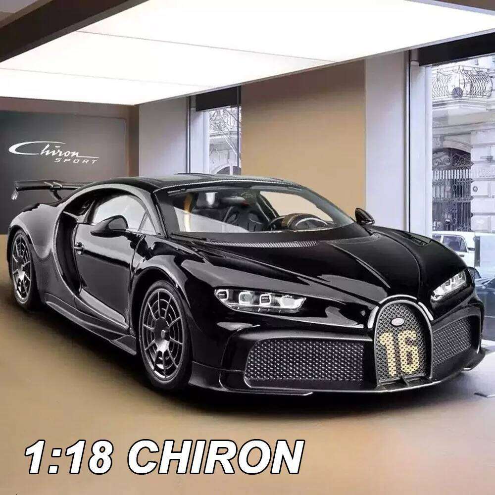 1:18 Chiron Mustang Shelby GT500 Miniature Model Toys Alloy Diecast Car Doors Opened Sound Light Pull Back Cars Boyfriend's Gift Z260306