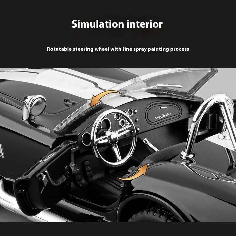 1:24 1965 Shelby Cobra Convertible Roadster Model Simulation Sound Light Pulling Tire Shock Absorbing Boys Birthday Gift Z260306