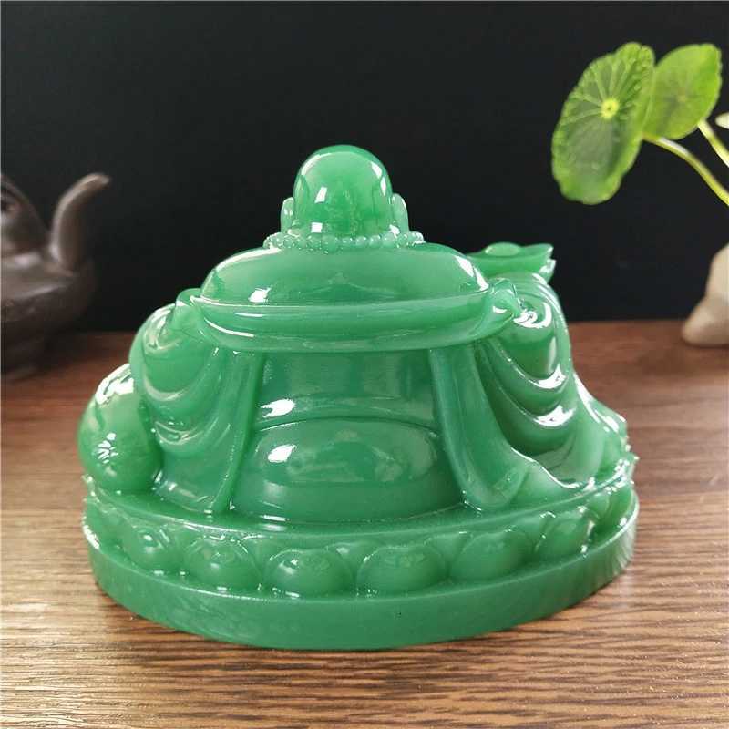 Laughing Buddha Statue Chinese Feng Shui Man made Jade Maitreya Sculpture for Home DecorationT260307