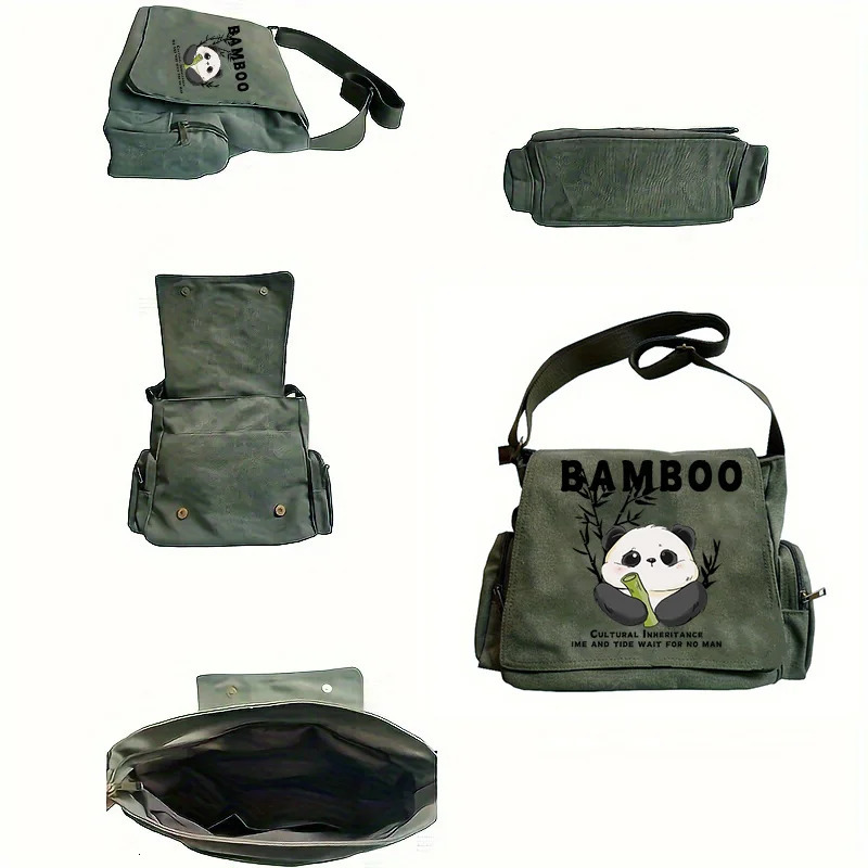 Womens Crossbody Bag Chinese Style Panda Bamboo Shoulder Large Capacity Fashion Retro Printing 260307