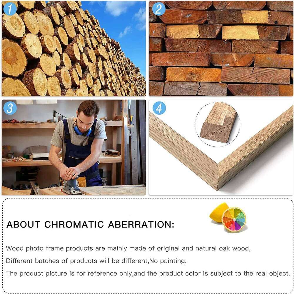 Natural Solid Oak Wood Interior Decoration Photo Frames For Pictures Wall Hang Picture Rectangle Frame H260306