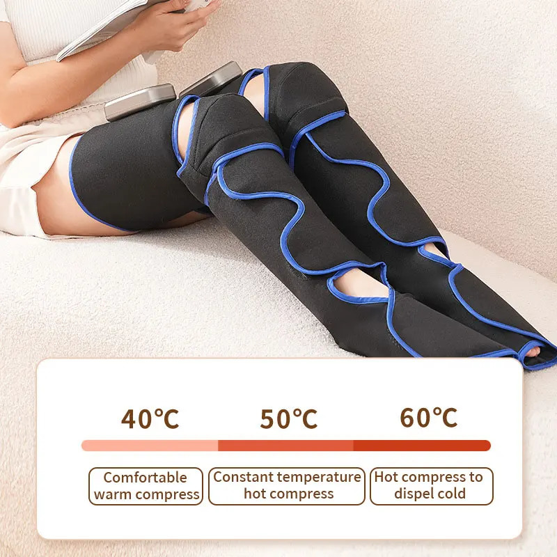 Rechargeable Leg Massager with Heat Air Compression - 3-Level Pain Relief Wrap for Circulation Boost Muscle Recovery LED 260304