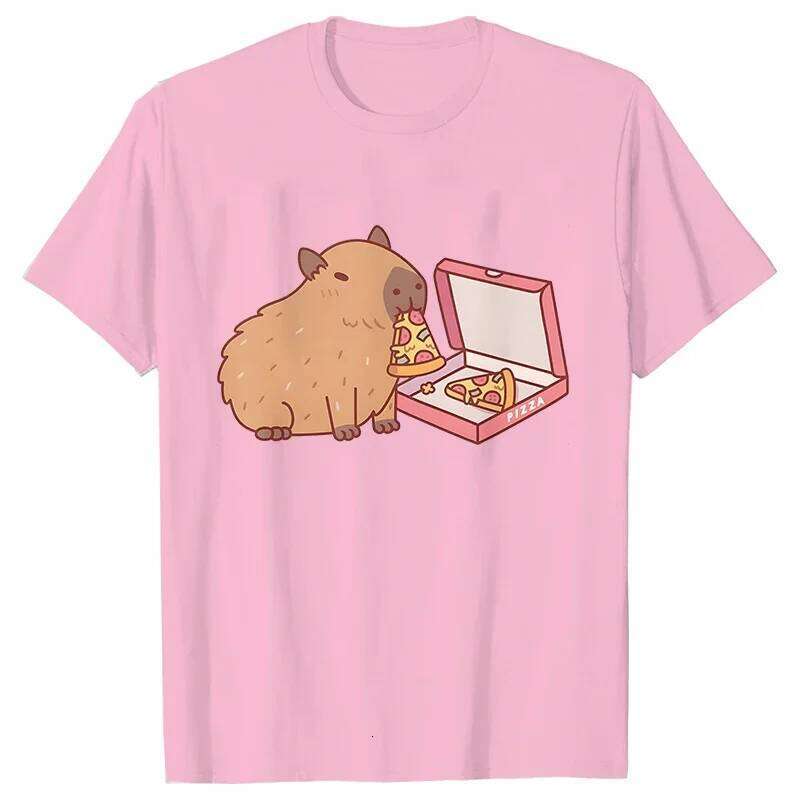 Graphic Tops Female Blouse Clothing Fashion Capybara Women's T-shirt Casual Sleeve Cute Aesthetic Clothes XJ260306 XJ260306