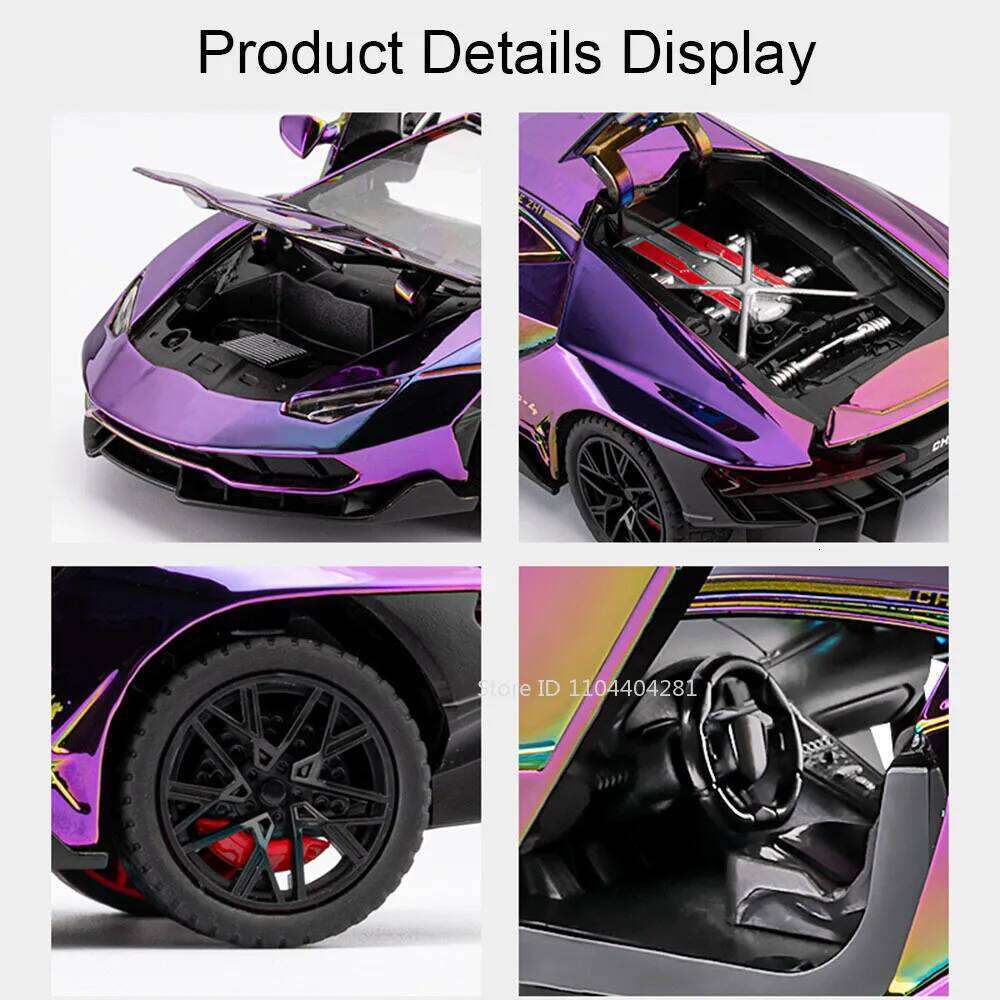 1:24 Lambor LP770 Revuelto Alloy Diecast Models Car Toy Doors Opened Sound Light Pull Back Front Wheel Steering Cars Boys Gifts Z260306