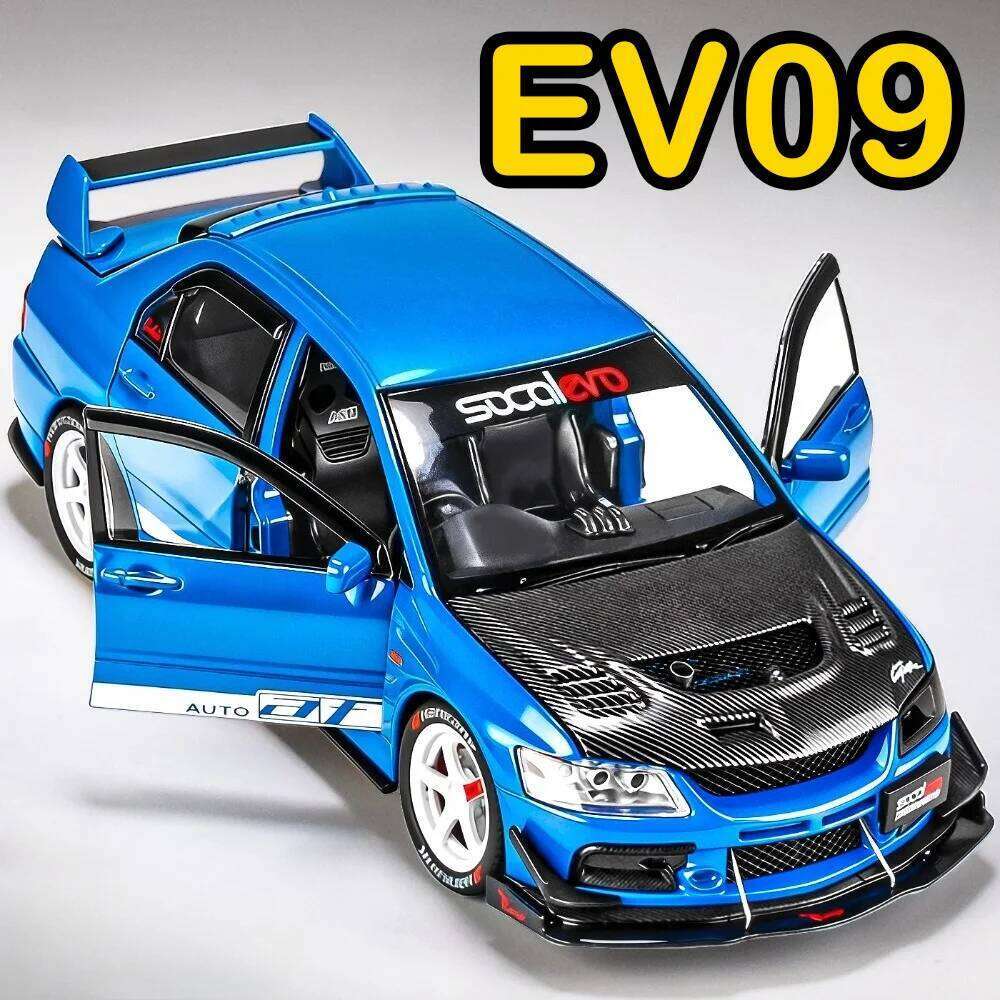 1:24 Mitsubishi Lancer Evolution IX GTR Alloy Car Model Diecast Toy Sound Light Front-wheel Steering Vehice Decorative Ornaments Z260306