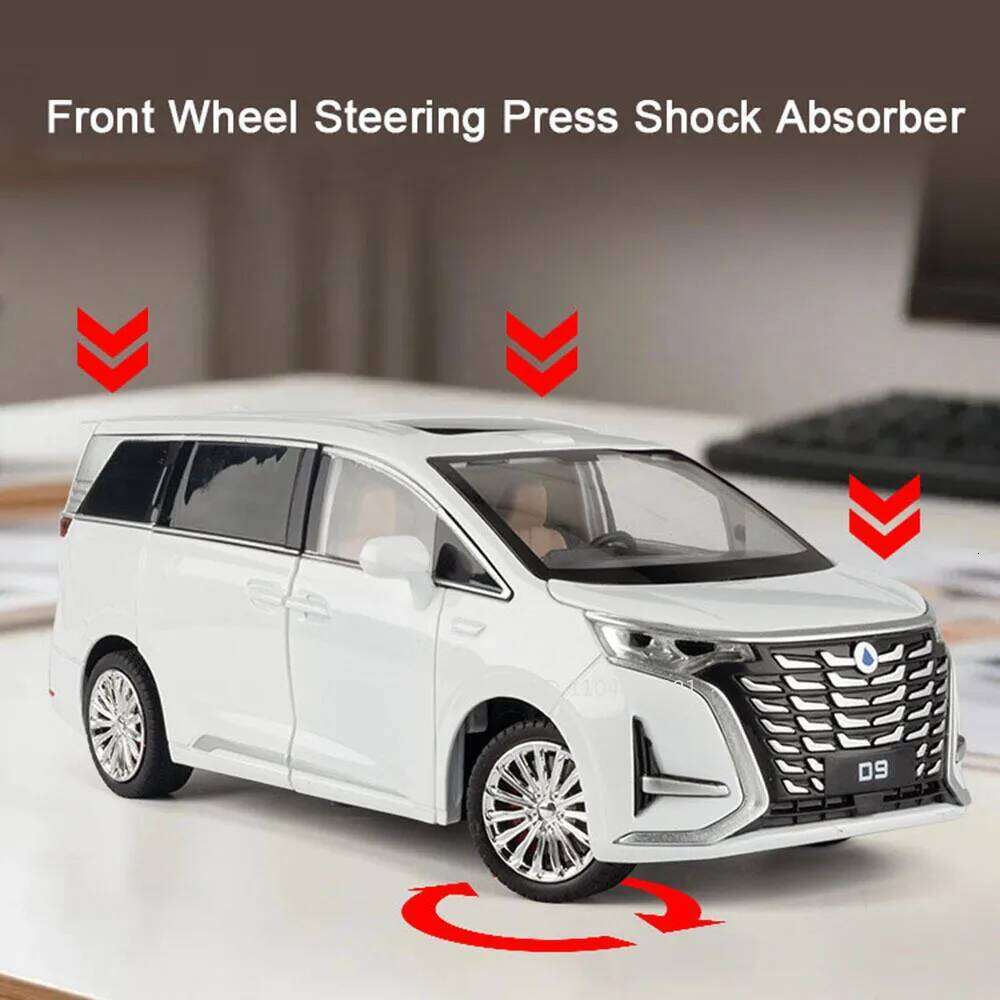 1:24 Denza D9 LM300H MPV Diecast Model Toys Alloy Car Sound Light Pull Back Doors Opened Miniature Vehice Friend Premium Present Z260306