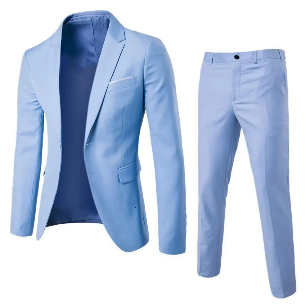 Formal Suit 2 Pieces Pants Korean Style Solid Color Single breasted Spring Autumn Buttons Formal Suit Wedding Groom Suit 260306