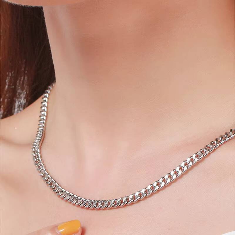 Wholesale NEW HIP HOP 36/5/6/7mm Width Diamond Cut Cuban Chain Necklace Sterling Silver 925 Man Jewelry Curb Cuban Link Chains