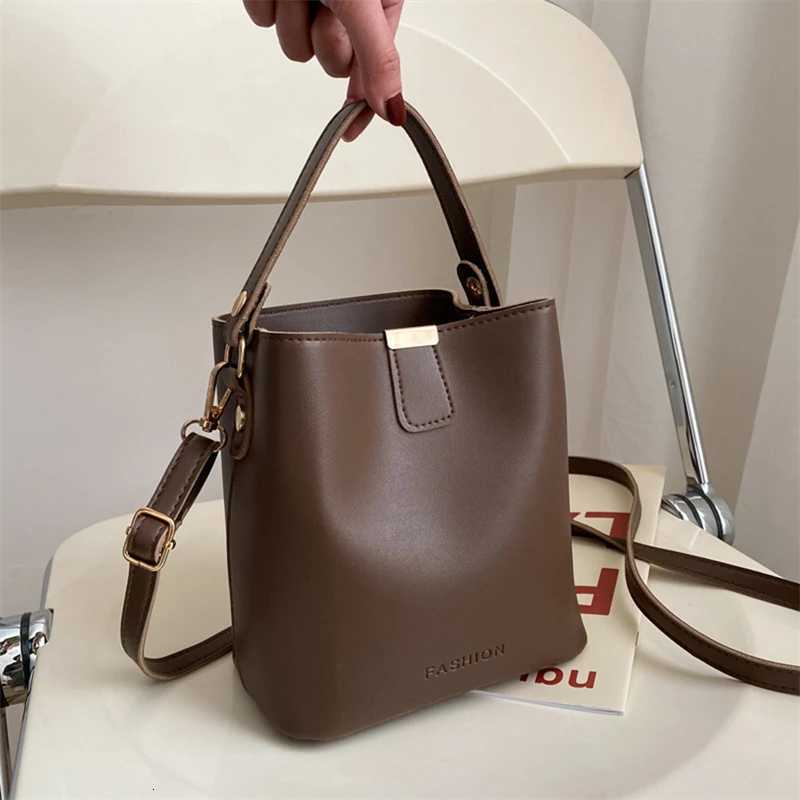 Fashion Pu Shoulder Bag For Women Large Capacity Shopping Shoulder Bags Elegant Simple All-Match Purse Crossbody Bucket Bags H260306
