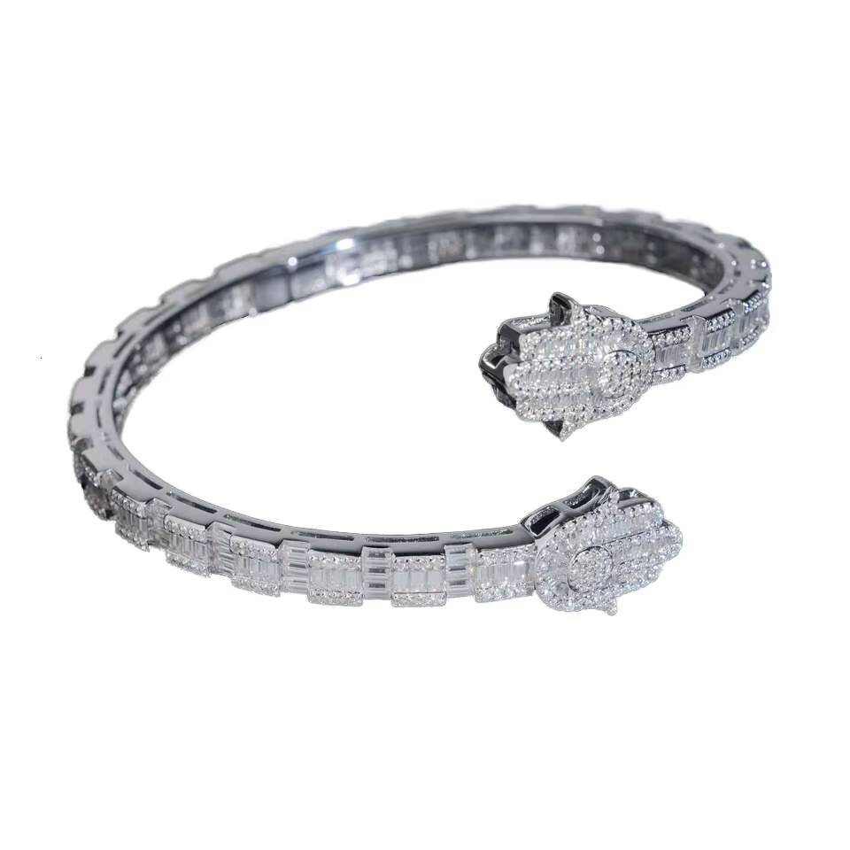 Wholesale New Design Hamsa Hand Moissanite Bangle 925 Sterling Silver Iced Out Hip Hop Bracelet Jewelry Novelty Gifts