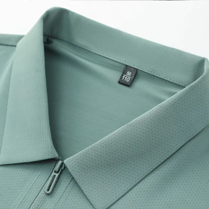 Mens Breathable Mesh Polo Shirt Lightweight Zip-Up Quick-Dry Soft Stretch Fabric Casual Summer Outdoor Activities 260305
