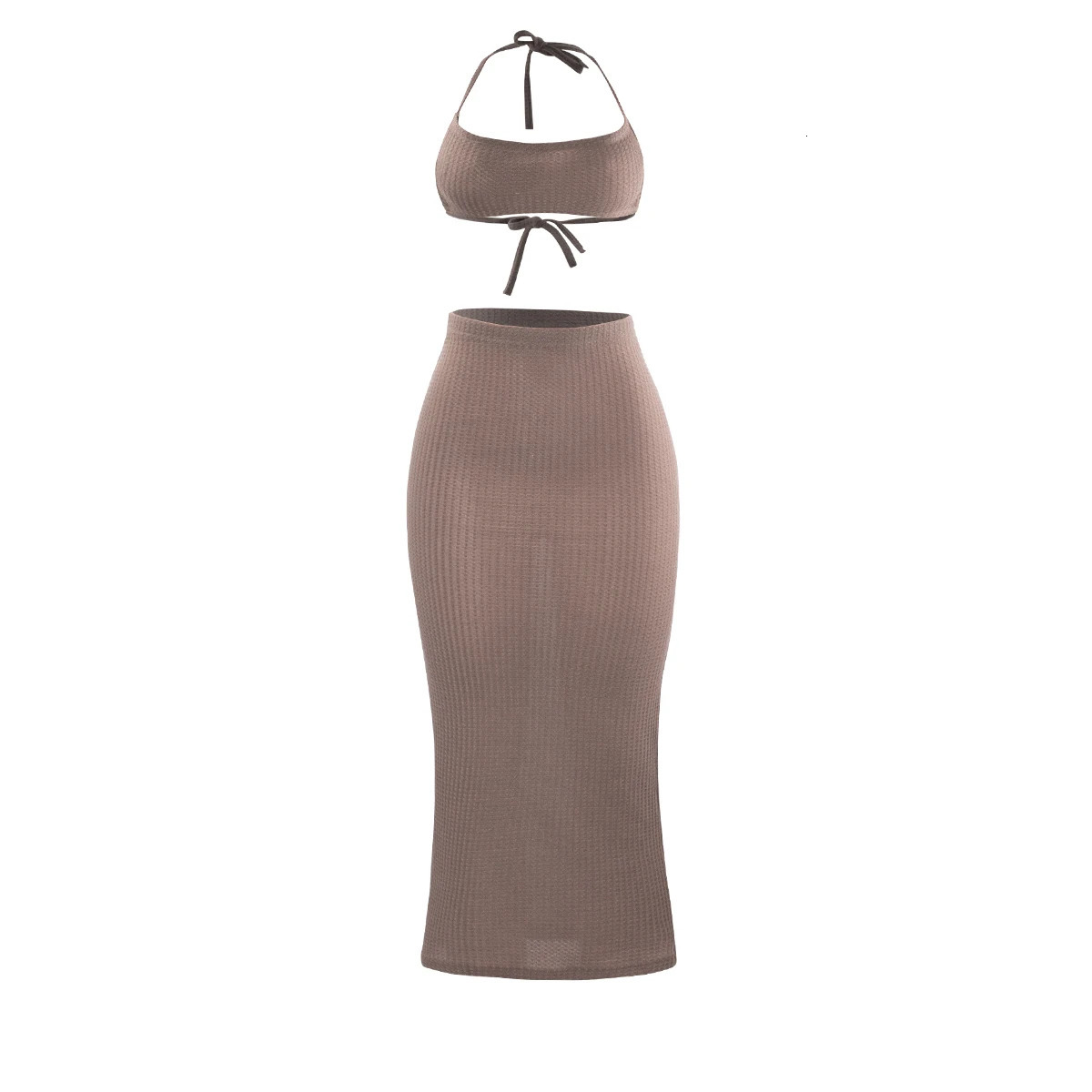 Women Long Skirt 2 Pcs Sets Sexy Strapless Tube Top Bodycon Maxi Skirts Y2k Two Piece Outfit Summer Clothing Beach Wear 260306